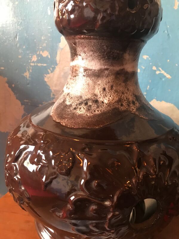 Grand pied de lampe en céramique à double éclairage