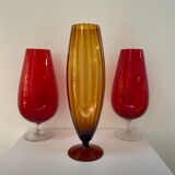 Large XL candy jar Empoli Italy in amber blown glass - 1960s