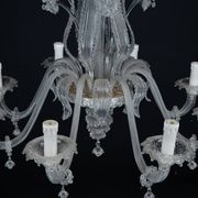 1940s Vintage Murano Clear Glass Chandelier, Classic Italian Art Glass