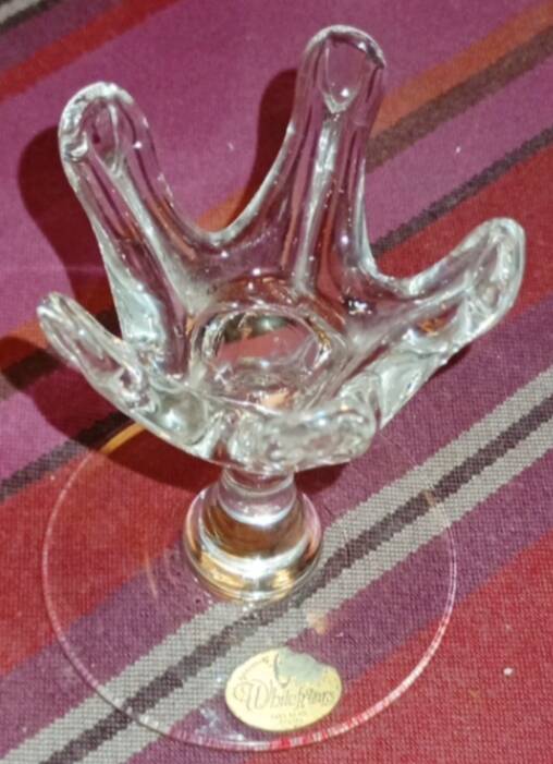 Pair of Whitefriars candlesticks – Crystal 1960 – Mint condition with labels
