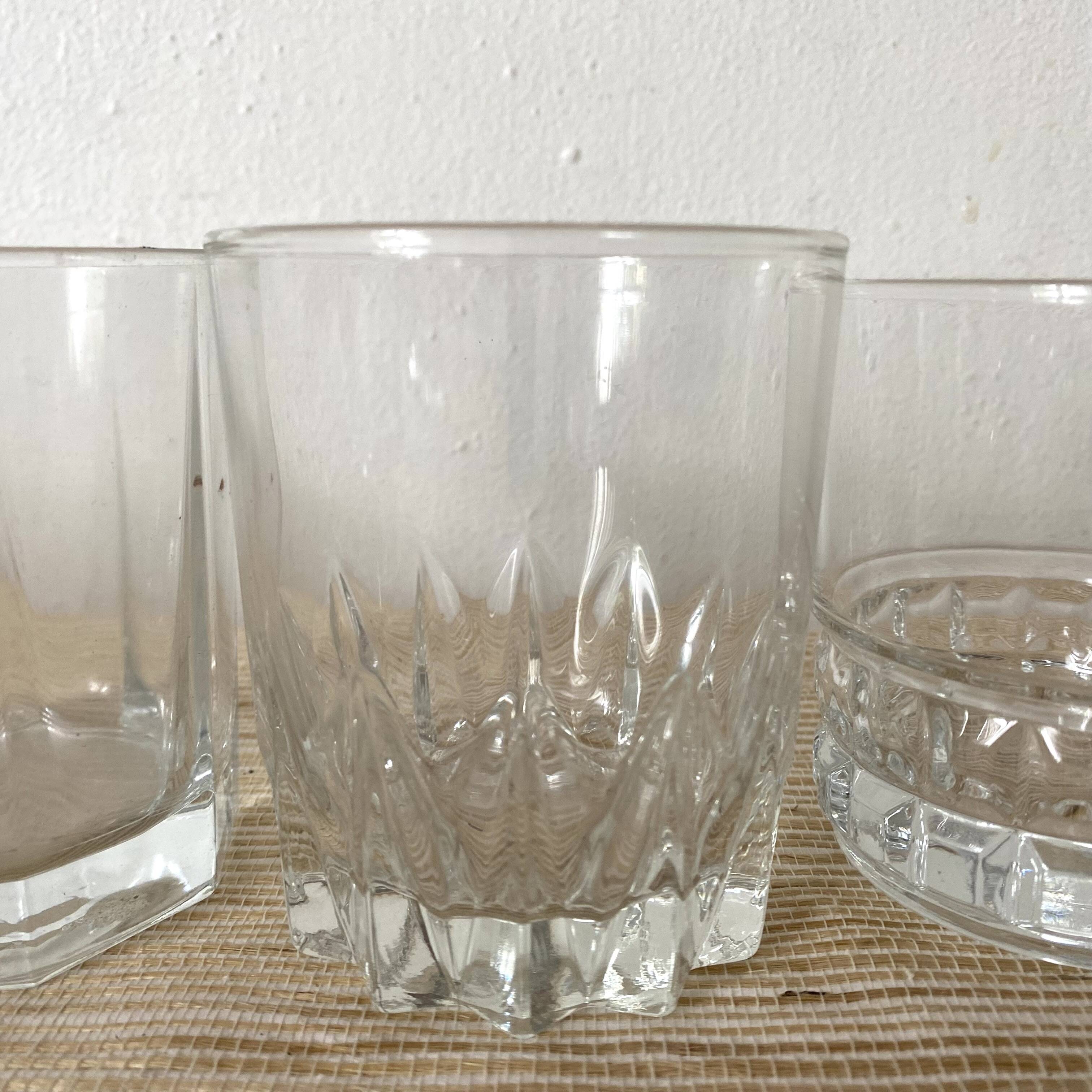 Whiskey glasses, mismatched water glasses