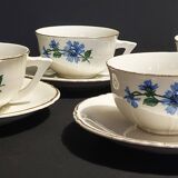 Series of four Orchies earthenware cups with chicory flower decoration