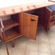 Varnished wooden sideboard with glass storage / vintage 60s-70s