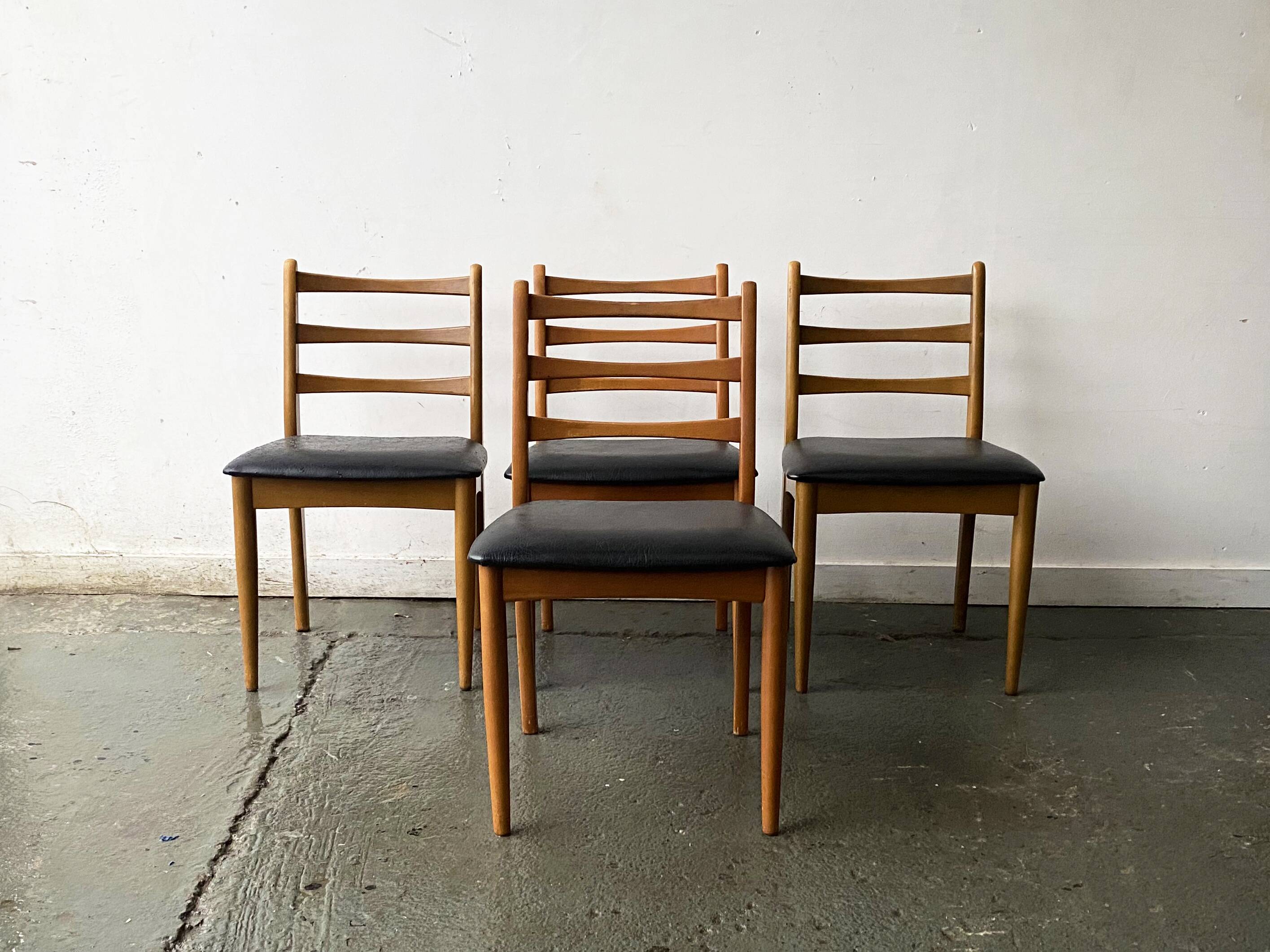 Set 4 Mid century 1970’s  high back dining chairs by Schreiber