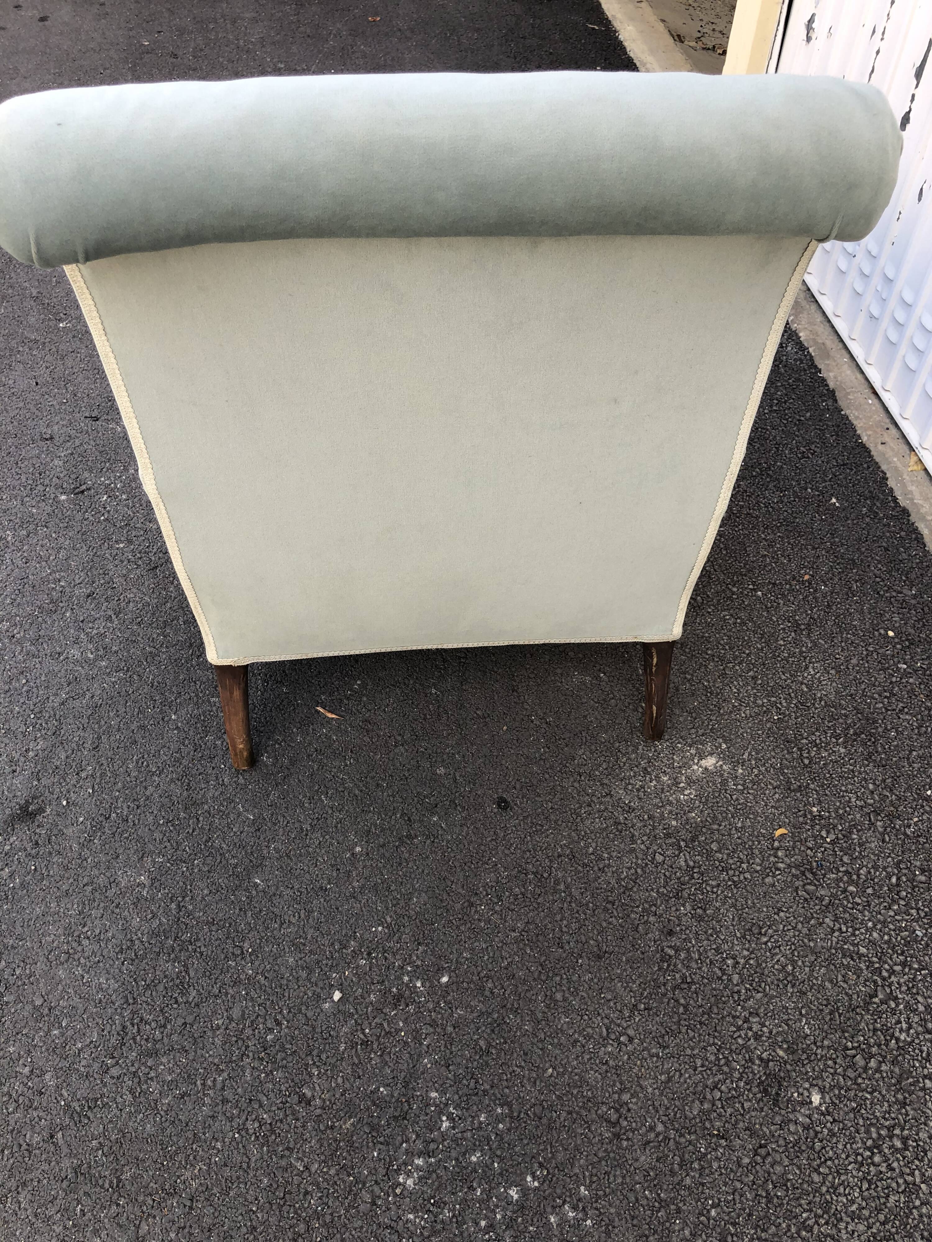 Vintage daybed in gray green velvet