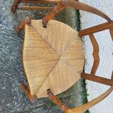 Pair of provencal straw armchairs in walnut