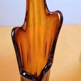 Amber glass vase 70s