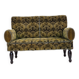 1930s, Danish 2-seater drop arm daybed/sofa, green furniture velour.