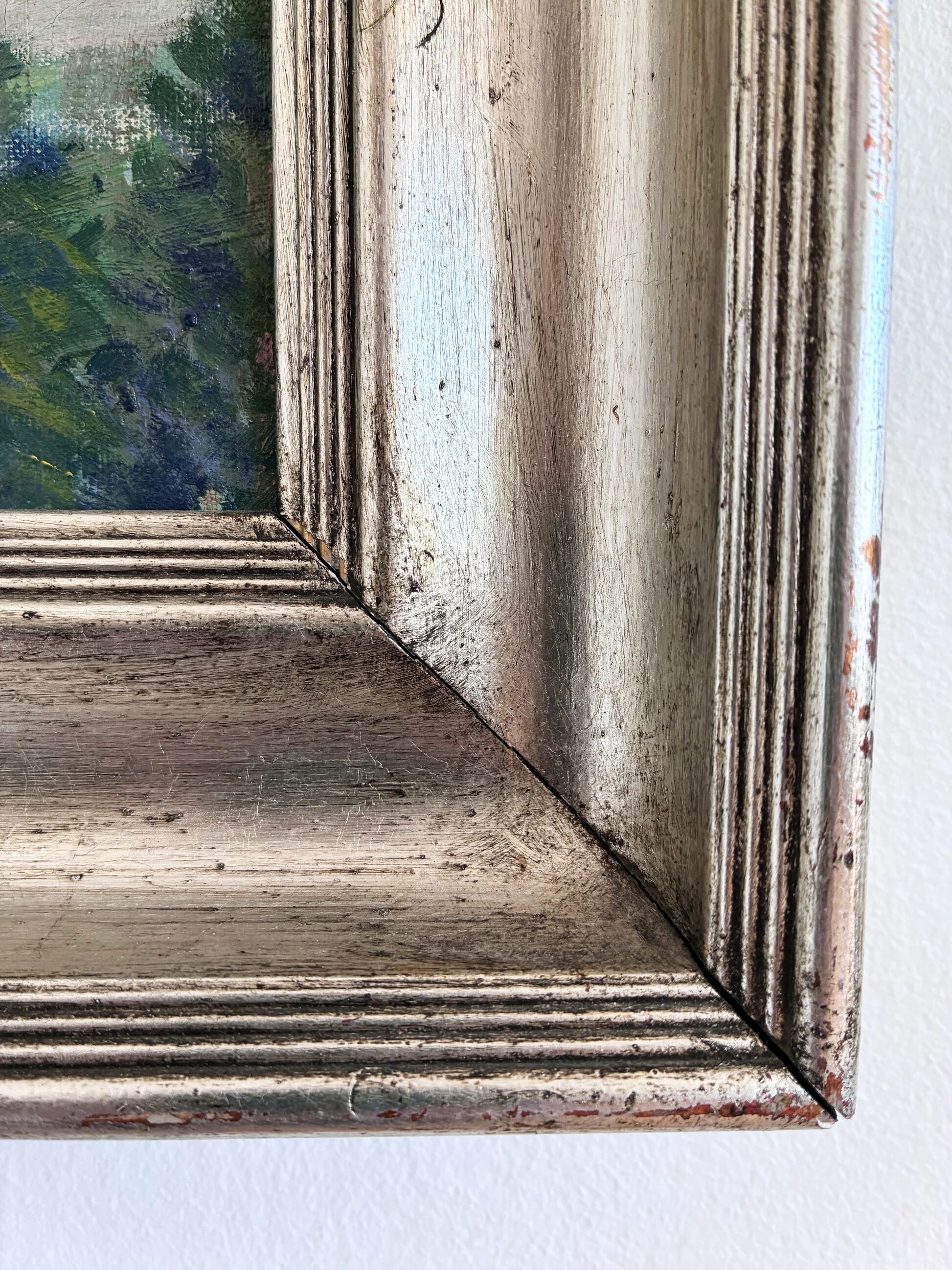 Peinture à l'huile vintage originale de paysage, art de la campagne