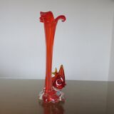 Soliflore murano "poisson" orange années 70