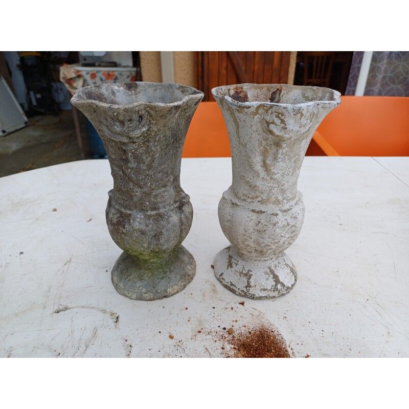 Pair of cast iron vases from 1900 from Charleville-Mézières