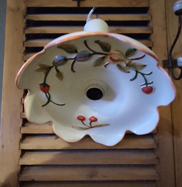 Suspension lampshade corole porcelain fruits