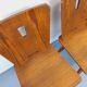 Set of 4 vintage brutalist wooden chairs from the 60s