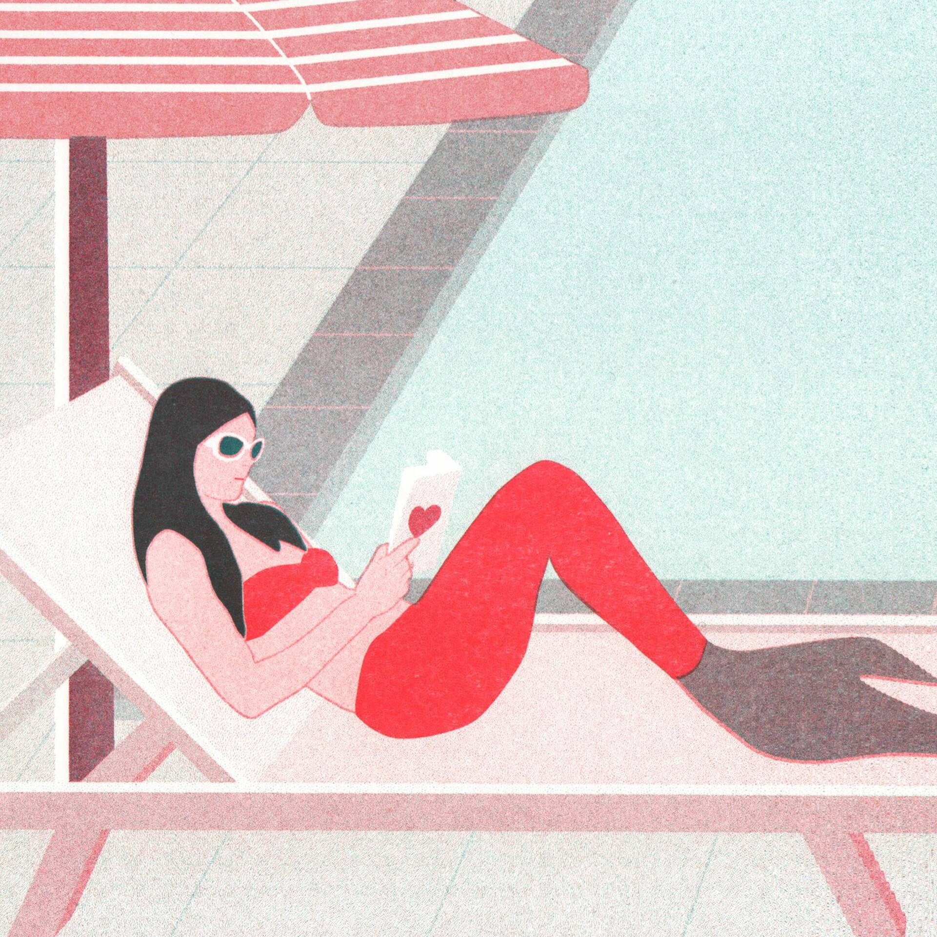 Pool Mermaid, A4 Risograph, Limited Edition