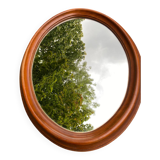 Vintage oval mirror in solid wood 1960 60x48cm