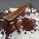 Brutalist bench in solid wood