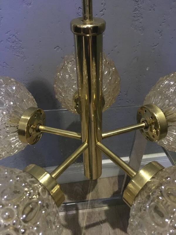 Lustre Sputnik Richard Essig – Verre à bulles en laiton des années 1960