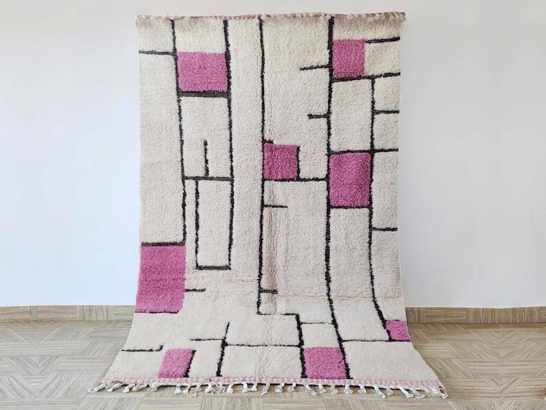 Natural wool rug, size 100 x 200 cm