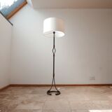 Mid-century leather and iron floor lamp by Jean-Pierre Ryckaert