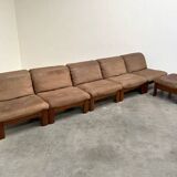 Ensemble de salon / fauteuil / canapé en cuir et chêne Rolf Benz, années 1970