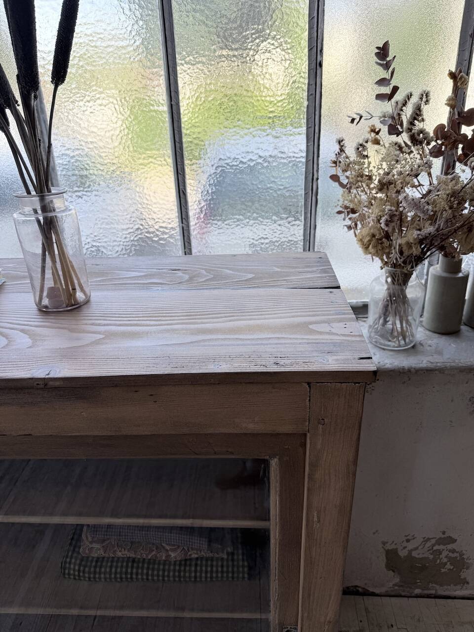 XXL 3m pine and oak display cabinet with glass doors