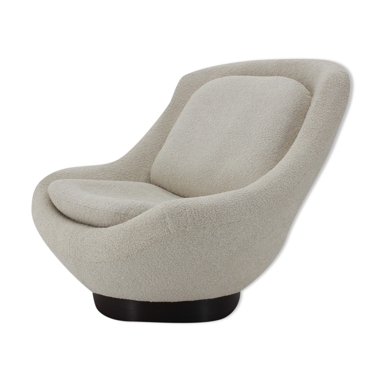 1970s Shell Lounge Chair in Bouclé Upholstery