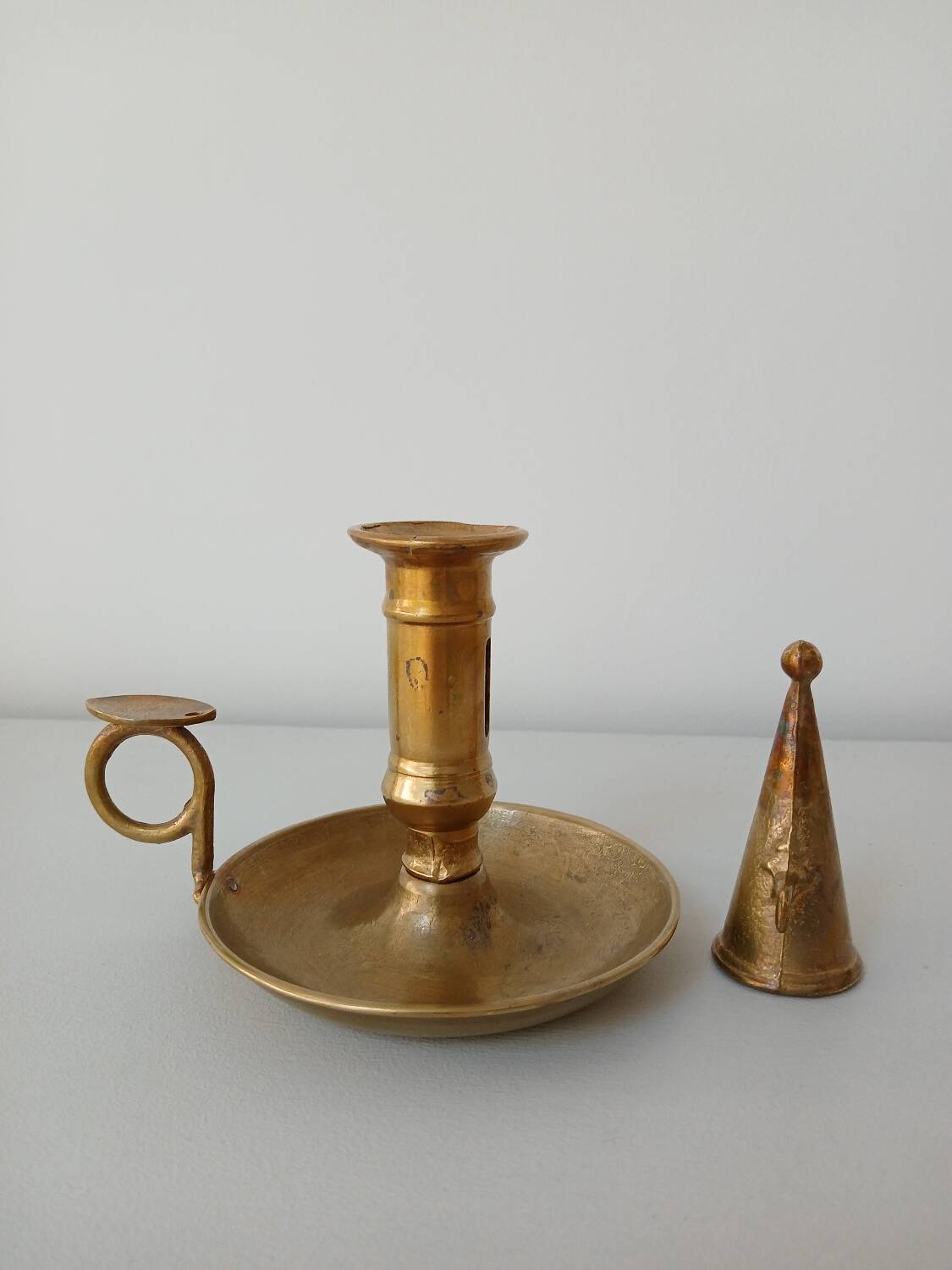 Set of 2 brass cellar rat candlesticks
