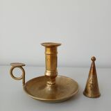 Set of 2 brass cellar rat candlesticks