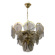 Gino Vistosi Mid-Century Modern Amber Glass and Brass Chandelier, 1970s