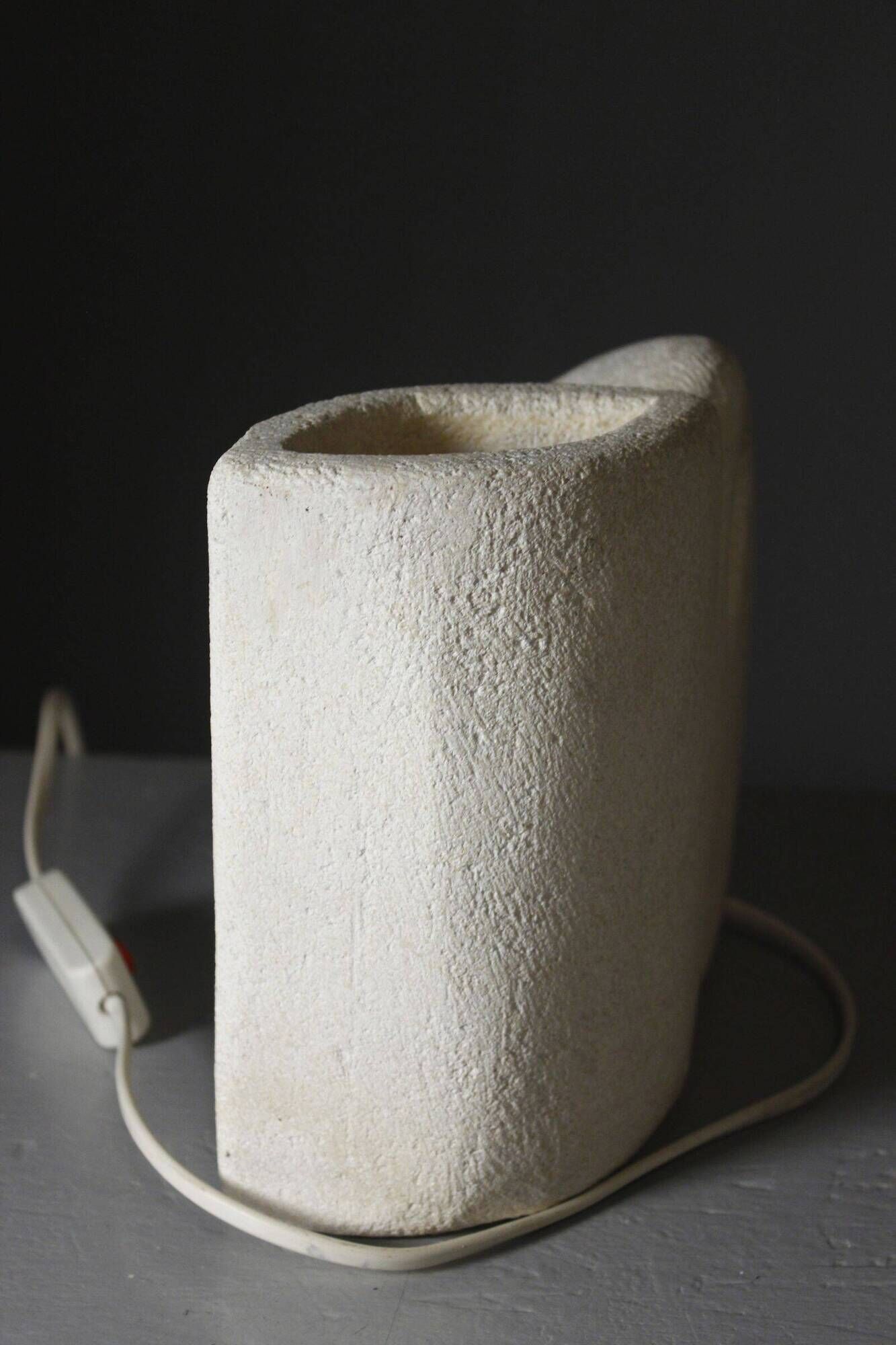 Sculptural vase lamp from Pierre du Gard, carved, 1970s design by Albert Tormos.