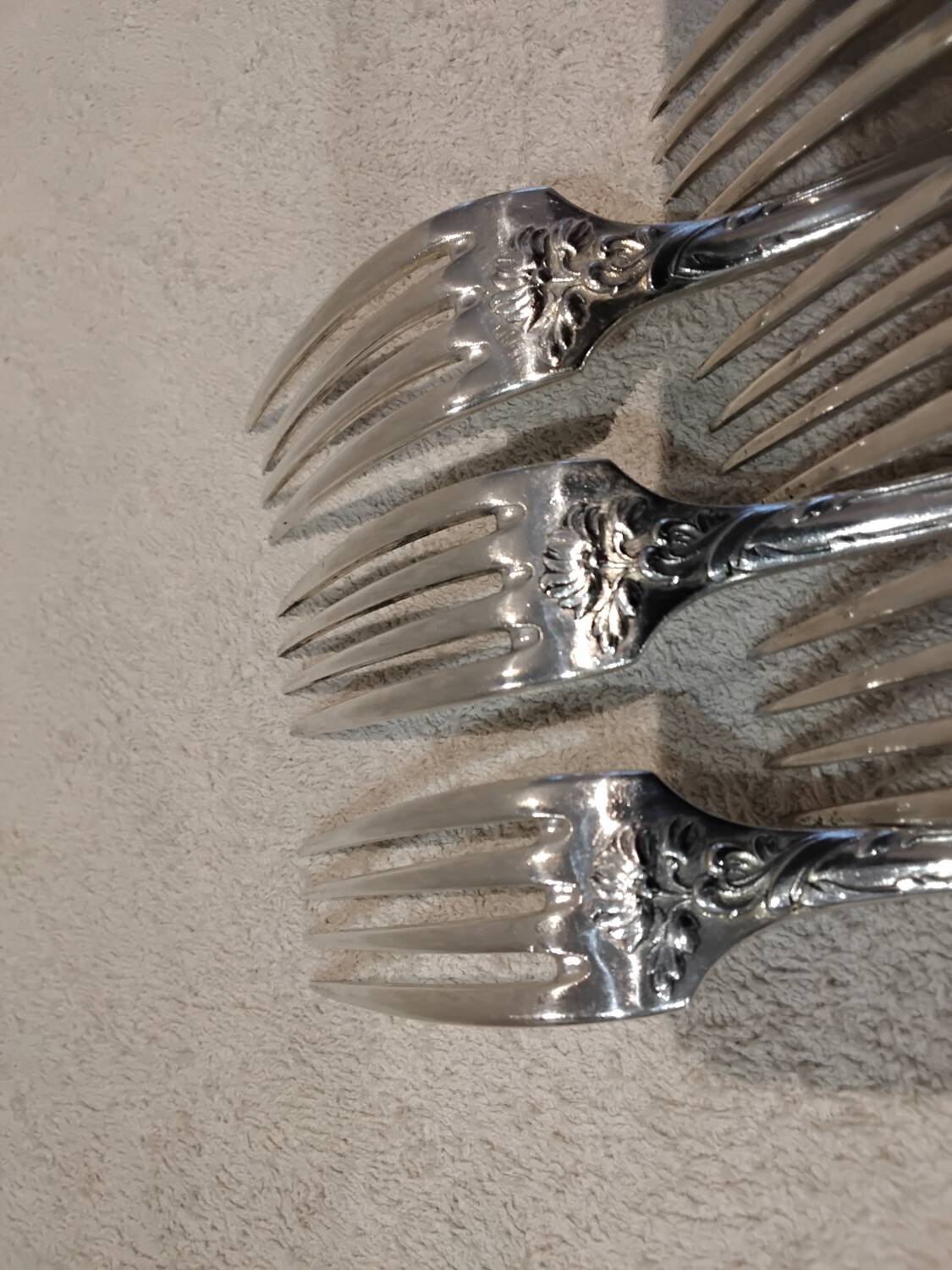 6 silver plated table forks by Christofle Chrysanthemum
