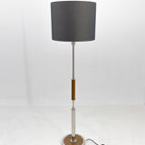 Lampadaire chrome et bois des années 1950, Tchécoslovaquie, restauré