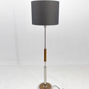1950s Chrome & Wood Floor Lamp, Czechoslovakia, Restored