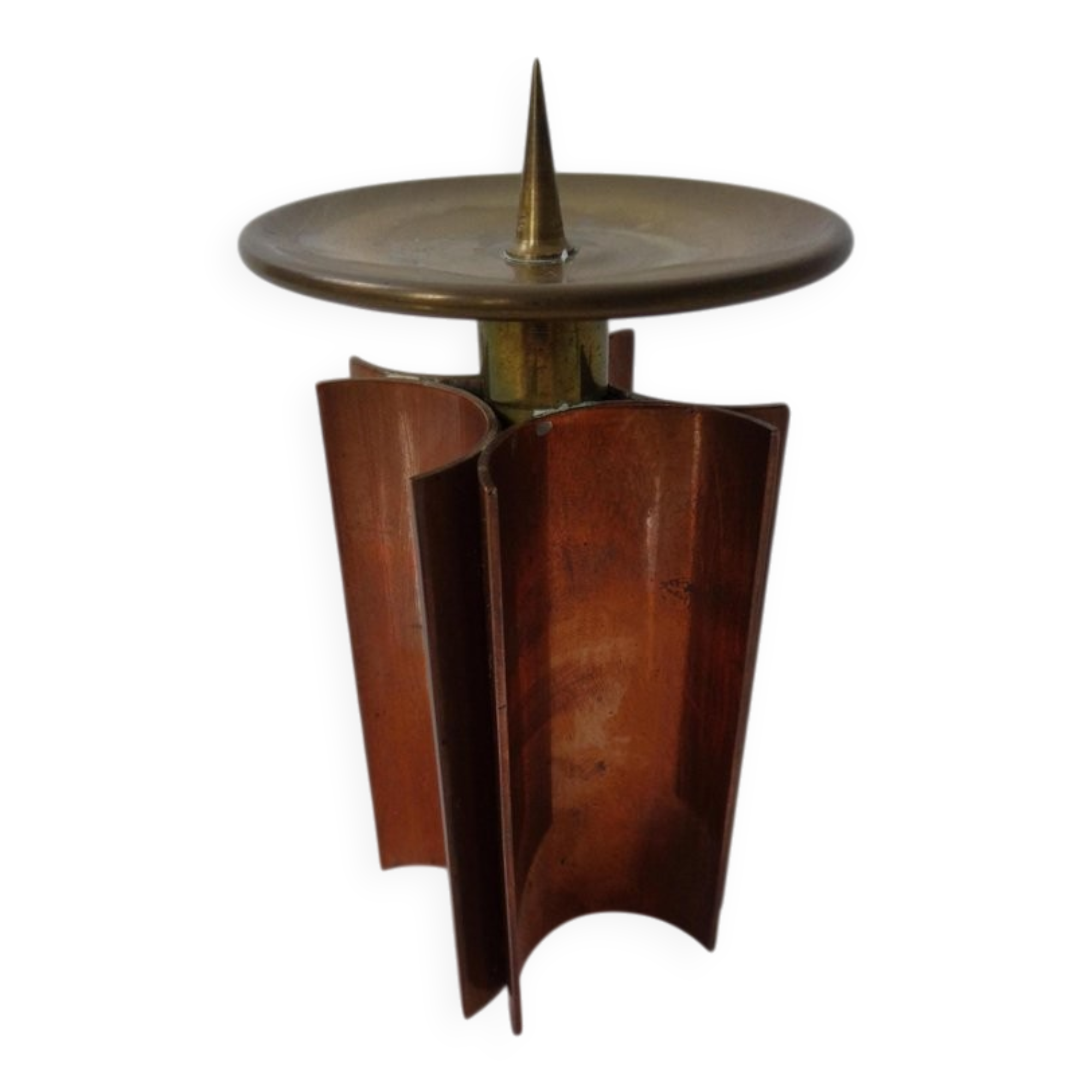 Vintage German Brutalist Candleholder in Copper and Brass, 1960s