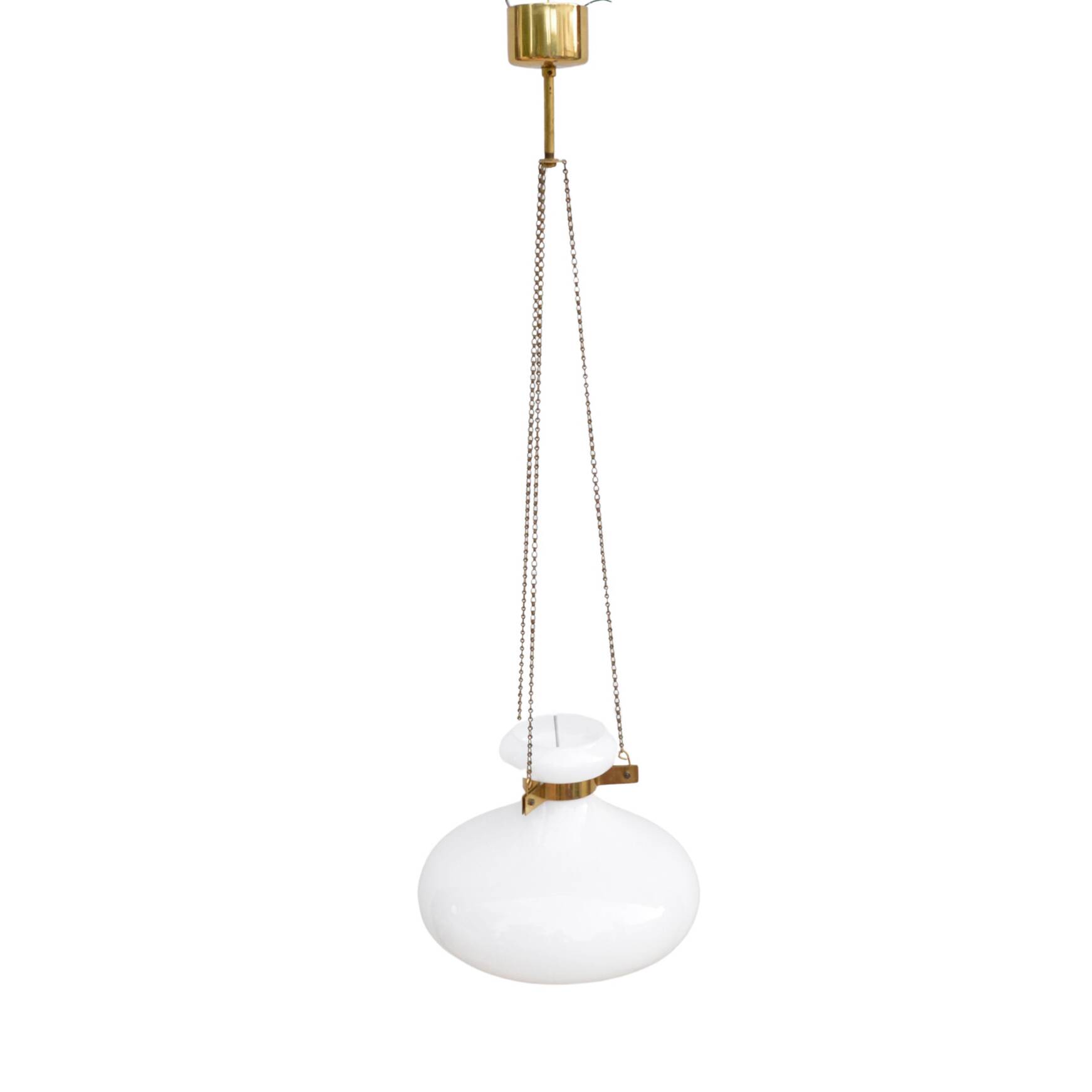 White, modernist chandelier Kamenický Šenov, Czechoslovakia, 1960s.