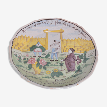 Humorous plate earthenware of Nevers
