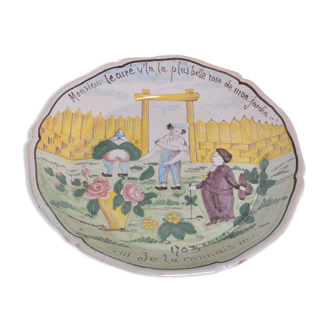 Assiette humoristique faïence de Nevers