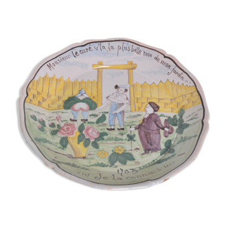 Humorous plate earthenware of Nevers