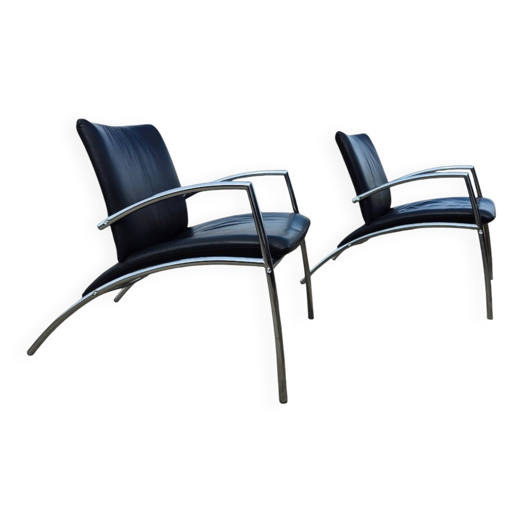 Set 2 postmodern tubular Sit easy chair Kebe Denmark 1980s