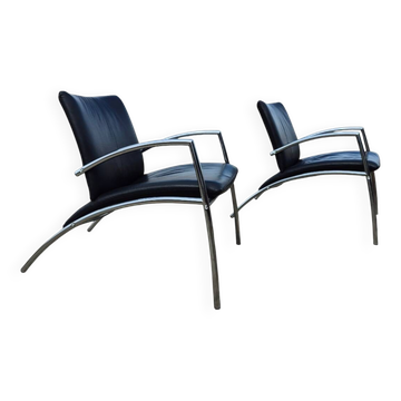 Set 2 postmodern tubular Sit easy chair Kebe Denmark 1980s