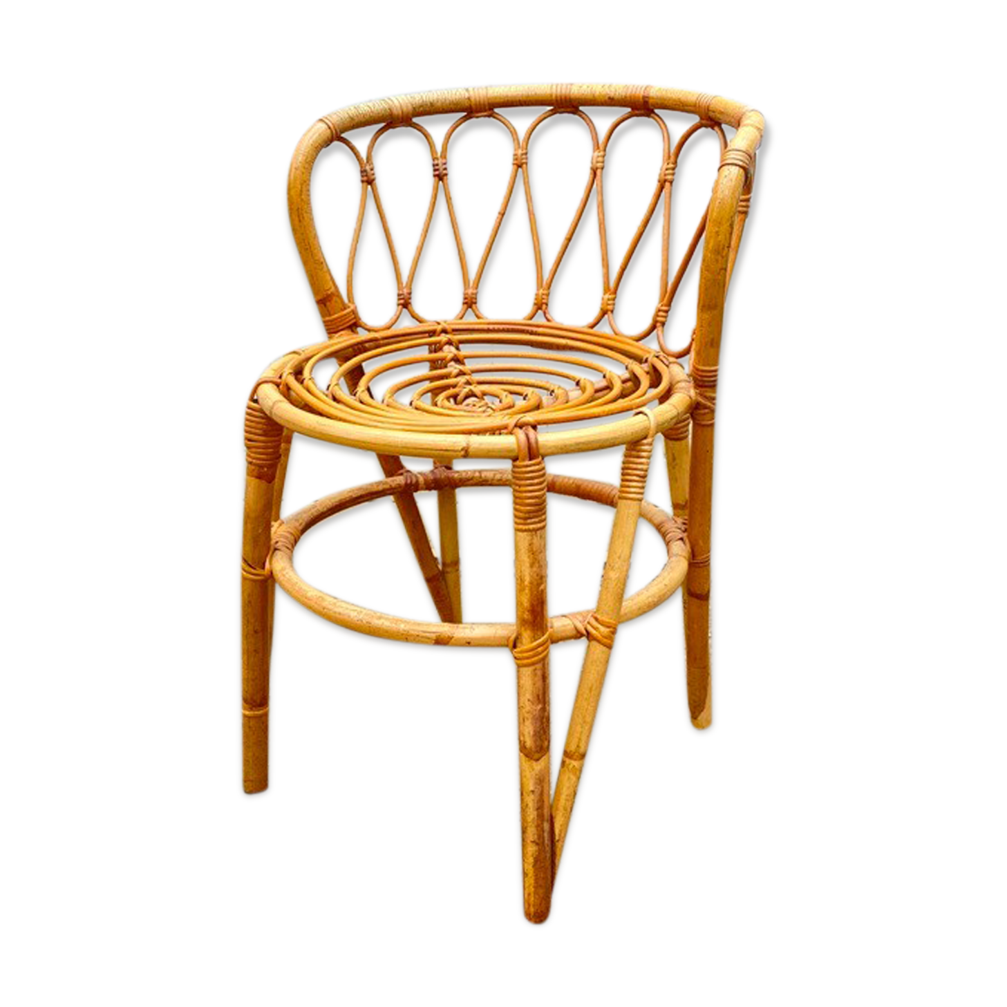 Armchair office chair in vintage rattan 60s