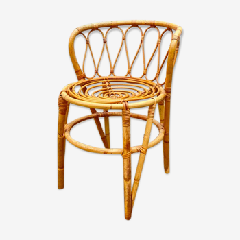 Armchair office chair in vintage rattan 60s