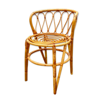 Armchair office chair in vintage rattan 60s