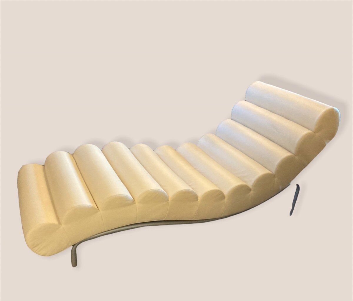 Scandinavian meridian 1980s with metal structure in imitation white leather