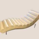 Scandinavian meridian 1980s with metal structure in imitation white leather