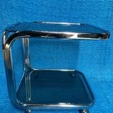 Vintage 1970 rectangular chrome oval profile rolling dessert trolley 2