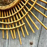 Vintage rattan sunburst mirror
