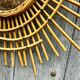Vintage rattan sunburst mirror