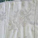 Sheet 2.40m×3.20m +2 linen thread pillowcases without monogram embroidered with a pair of doves and flowers