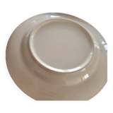 4 ironstone plates with blue pattern.
